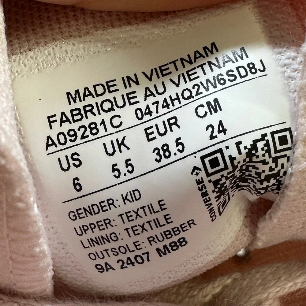 Converse Chuck Taylor High Top Kid 6 Pink‎ New Bow Ruffle Coquette A09281C